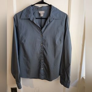 Old Navy Women's Blue Metallic Undertone Button-Up Shirt